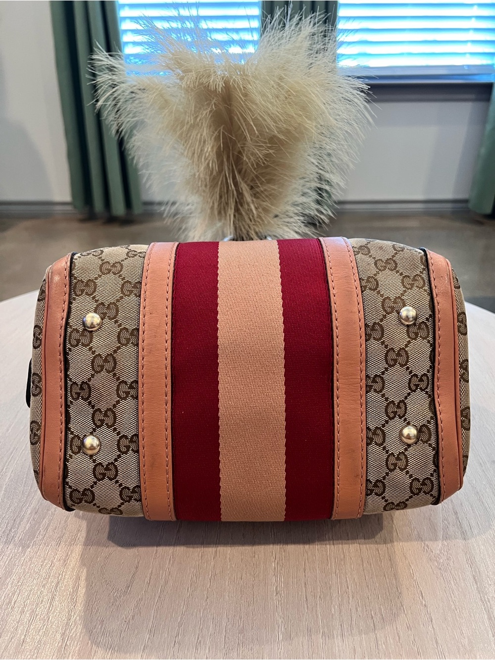 Gucci GG Canvas Boston Bag ❤️ Authenticated + Chain Strap + Dust Bag - Picture 7 of 16